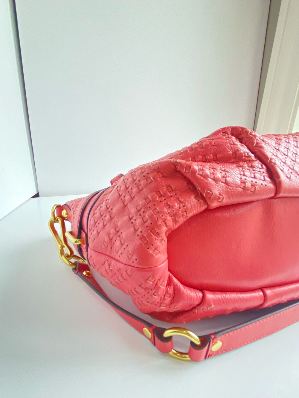 Coach Madison Woven Leather Sophia Satchel in Rose Pink - Picture 12 of 14